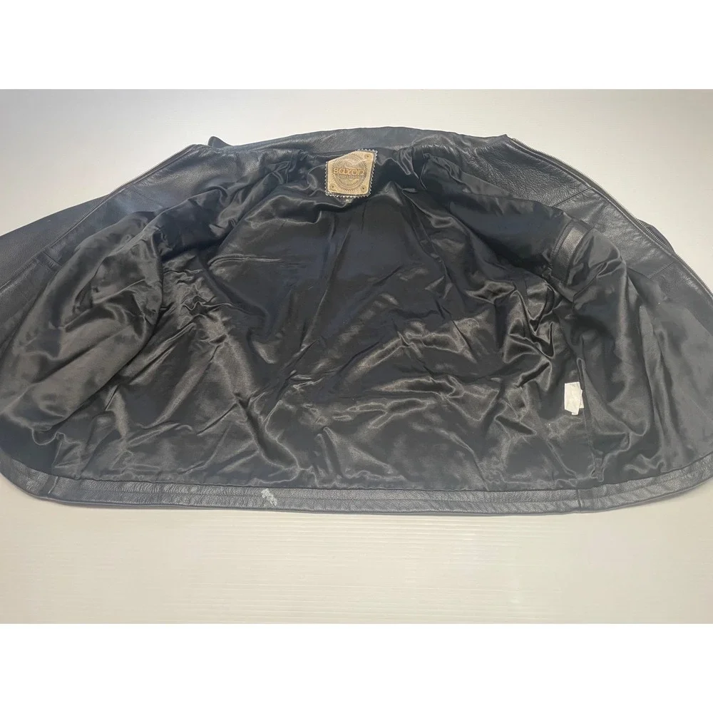 Saxon Geek Squad Leather Jacket XXL Black Moto‎ Bomber Best Buy Uniform 2X